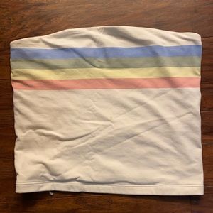 AE pastel rainbow strapless crop top